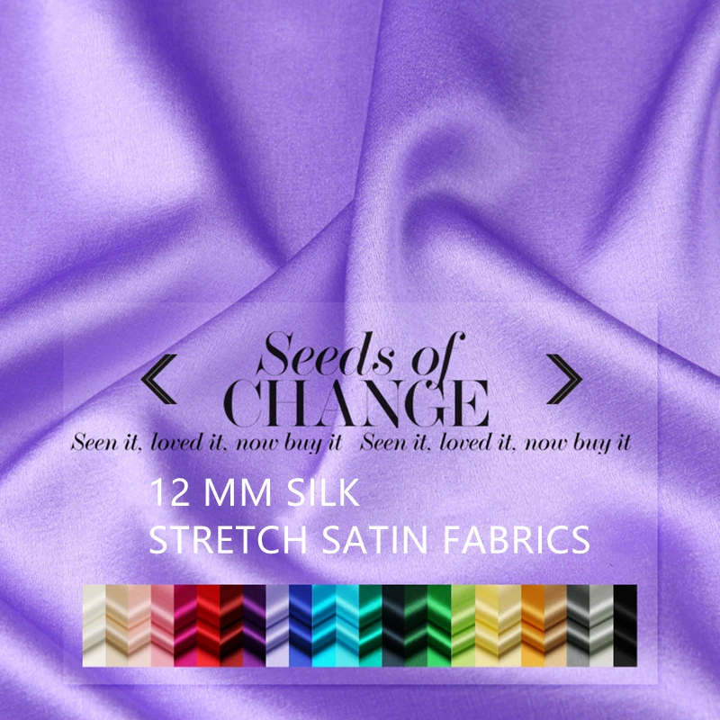 12 MM Silk Satin Fabrics For Sewing Per Meter Stretch Lycra Width 47