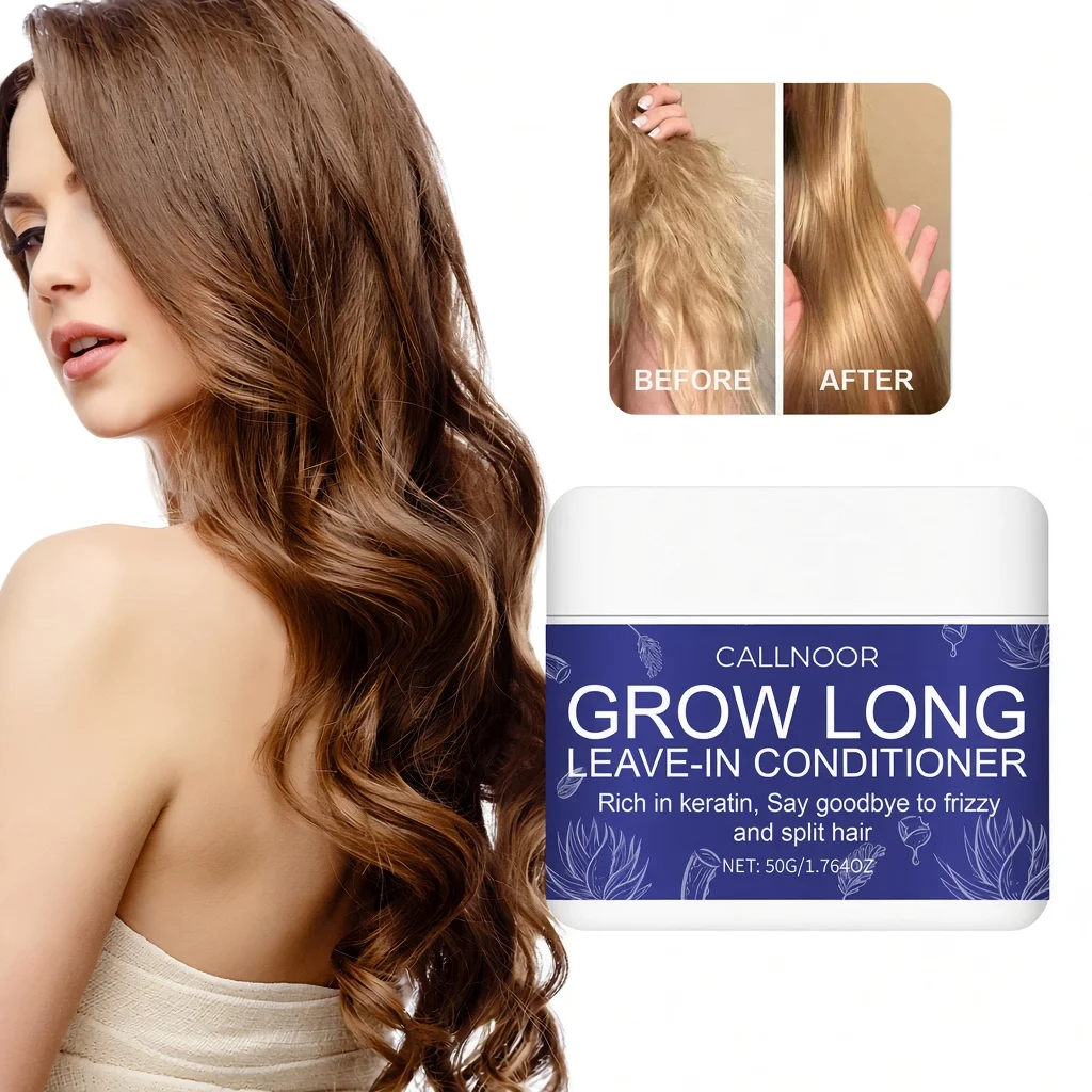 Grow Long Leave-In Conditioner, Rich in Keratin, Aloe Vera & Coconut Oil, Say Goodbye to Frizzy & Split Hair, Strengthens.