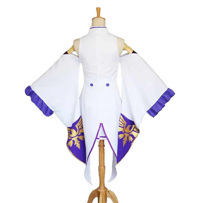 إعادة صفر كارا هاجيميرو Isekai Seikatsu Emilia تأثيري حلي المرأة أغطية الرأس فستان حفلة الهالوين أنيمي مجموعة كاملة الملابس