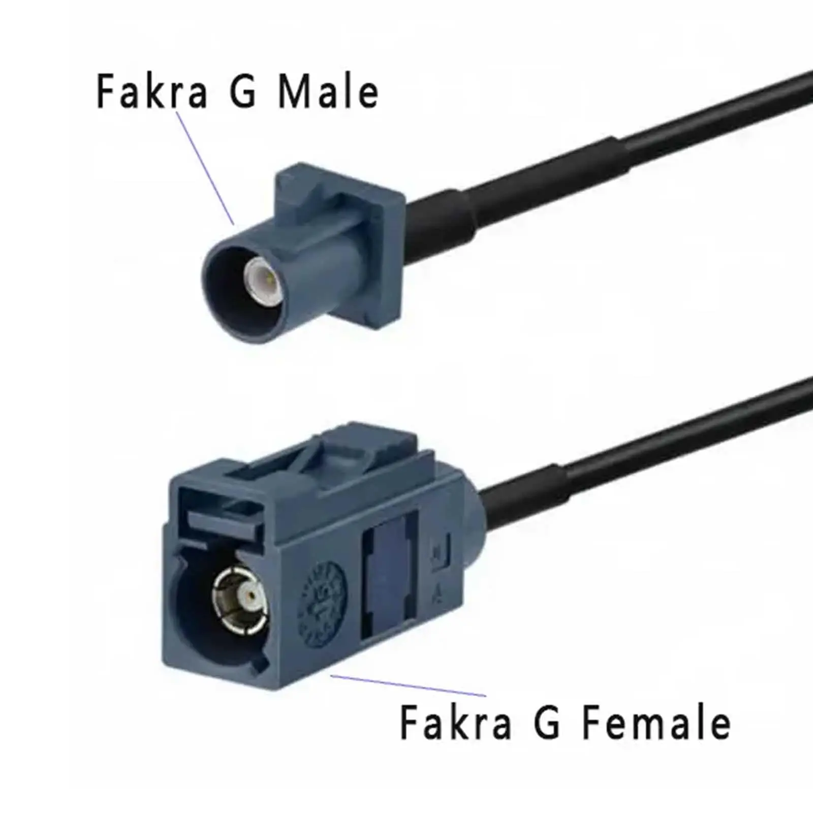 Fakra G Code Male to Female Grey Connector  Straight 50ohm Fakra Coax Cable 1M with RG174 for Car Telematics GPS