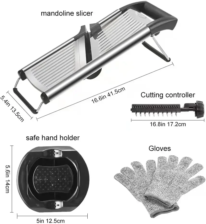 Mandoline Food Slicer, Adjustable Mandoline Slicer for Kitchen, Stainless Steel Mandolin Vegetable Chopper for Potato/Tomato