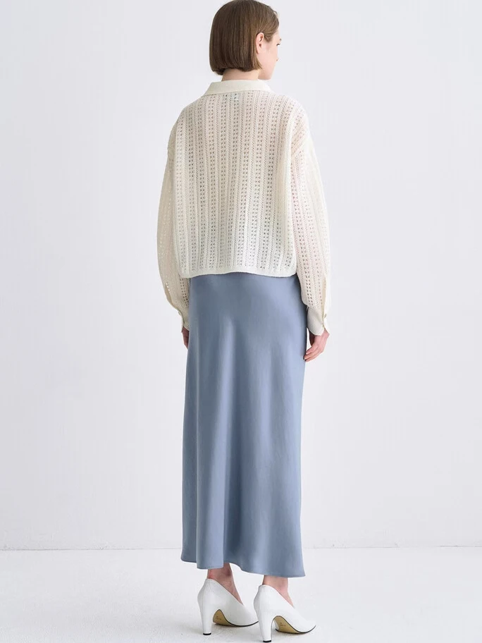 

Ele Корейский женский вязаный длинный топ све Ne с вырезами свободного покроя для поездок на работу на осенний сезон