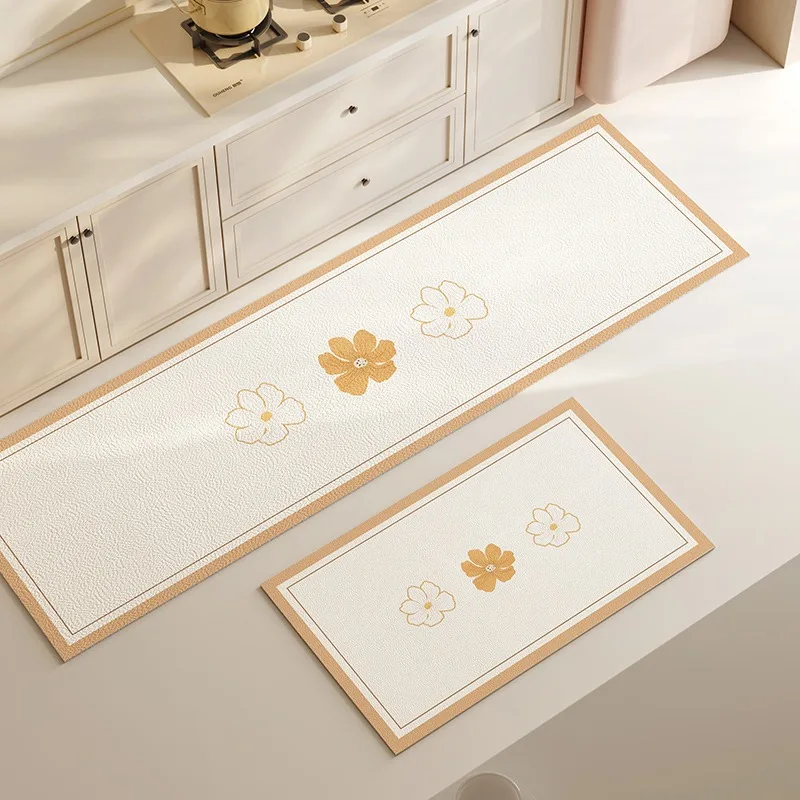 

Kitchen Floor Mat PVC Leather Waterproof Carpet Non-slip Foot Mats Long Rug Flower Style Home Decoration Rugs Alfombra 주방 카펫