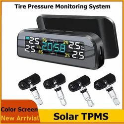 Universal Smart TPMS Car Tire Pressure Alarm Monitor System 4Sensors Display Solar Intelligent Tyre Pressure Temperature Warning