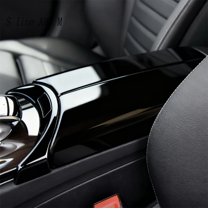 For Mercedes Benz C Class W205 GLC X253 2015-2021 Car Stowing Tidying Armrest Box Water cup Central control panel Cover Sticker