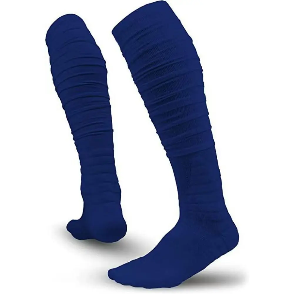 1 pair Combed Cotton Scrunch Football Socks 4 Color Ultra Long Knee High Socks Anti-friction Anti-slip Sports Rugby Socks