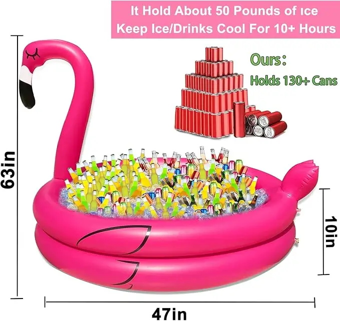 Pink Flamingo Inflatable Children's Pool - Children's Summer Outdoor Swimming Toys, Swimming Pool for Boys and Girls