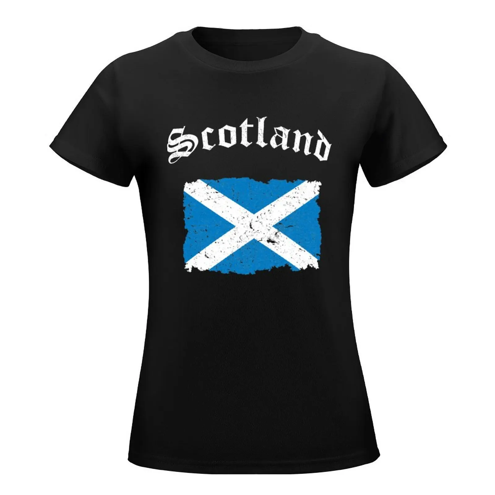 Vintage Scotland Flag - Retro Scottish Flag T-Shirt lady clothes Short sleeve tee Women clothes