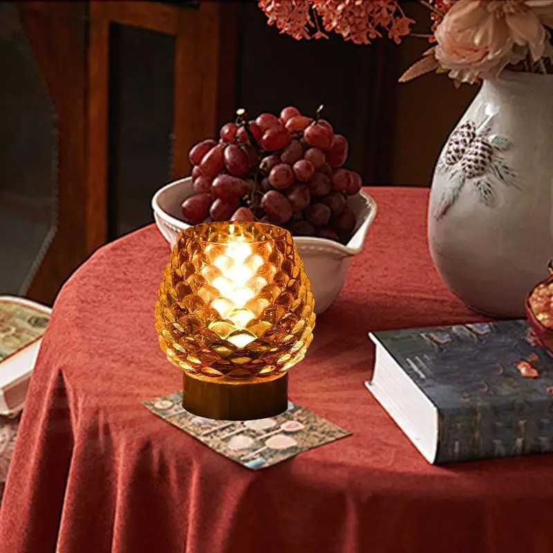 LED Night Light Outdoor Ambient Light Battery Powered Portable Pine Cone Shaped Nightstand Ambient Light For Kids All Ages