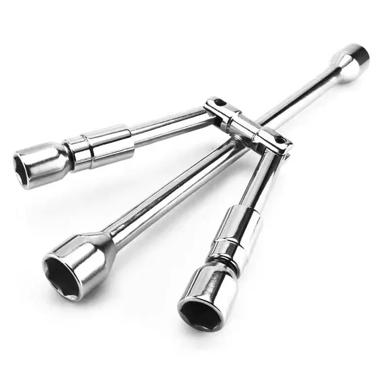 1 Piece 4 Way Folding Lug Wrench Universal Tire Cross Collapsible Tire Iron Sliding Wheel Lug Nut Wrench For Cars, Trucks, UVs