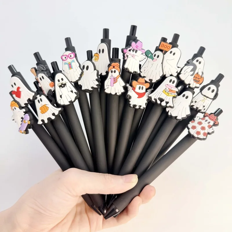 20/30pcs  Creative, simple, and cute Halloween-themed retractable gel pen with funny ghost faces and spooky designs Random Color