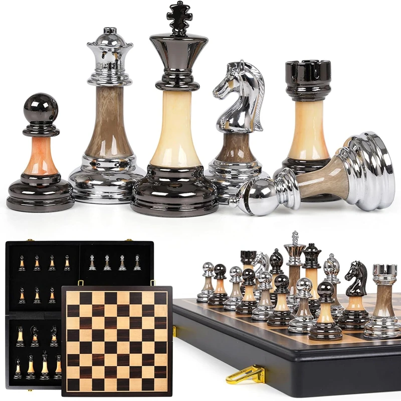 chess-set-45cm-177-inch-eewood-large-solid-wood-chessboard-high-end-electroplated-acrylic-chess-piece-king-9cm-high