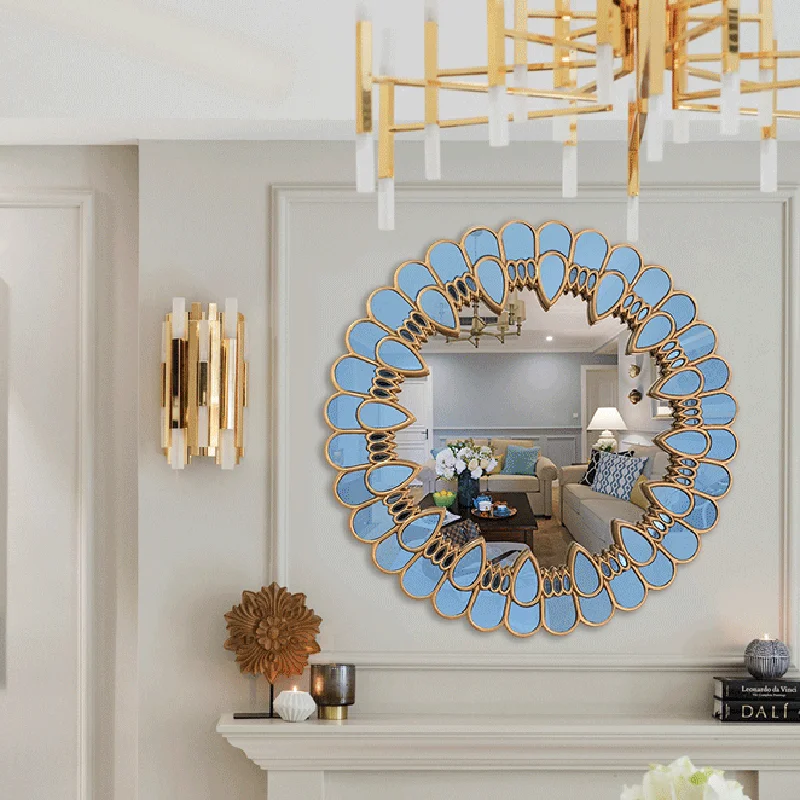 Circular Cosmetics Decorative Mirrors Luxury Modern Items Sticker Living Room Wall Mirror Girls Nordic Spiegels Home Products