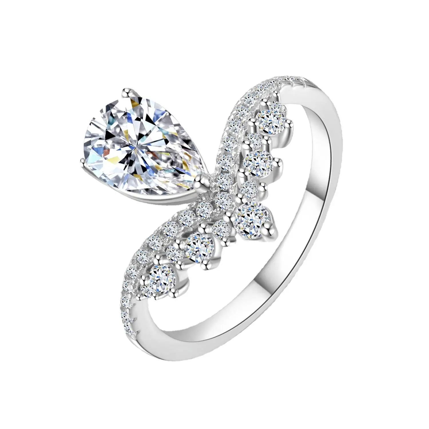 

Luxury 1.5ct Waterdrop Moissanite Ring S925 Silver Lab Diamond Ring Women's Wedding Jewelry