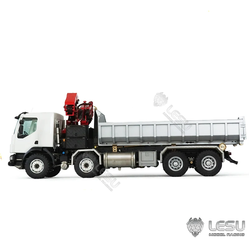 LESU RC Hydraulic Roll on off Dumper Crane 8X8 Metal Chassis 1/14 Remote Control Tipper Lock Differential Axle 2Speed Gerabox