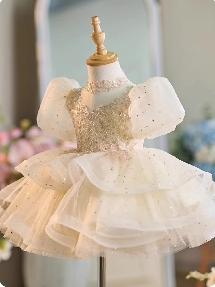 Luxurious Birthday Party Dress For Girls Ball Gown Elegant Puffy Evening Dresses For Teenage Girls Party Frock For Wedding Kids