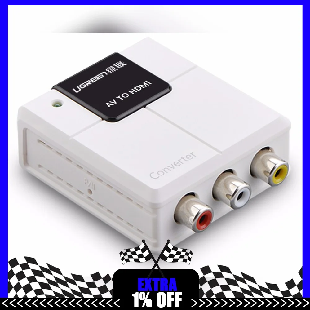 UGREEN 40225 AV to HDMI Converter RCA Composite Adapter with Audio 720P 1080P USB Powered for TV Monitor