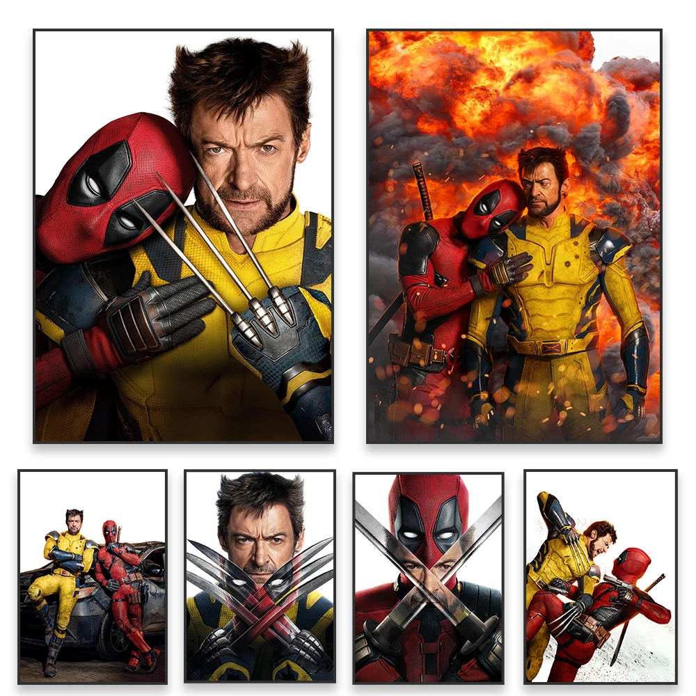 Superhero Movie Poster Deadpool & Wolverine Prints Disney Funny Film Canvas Painting Home kids Boys Bedroom Home Decor