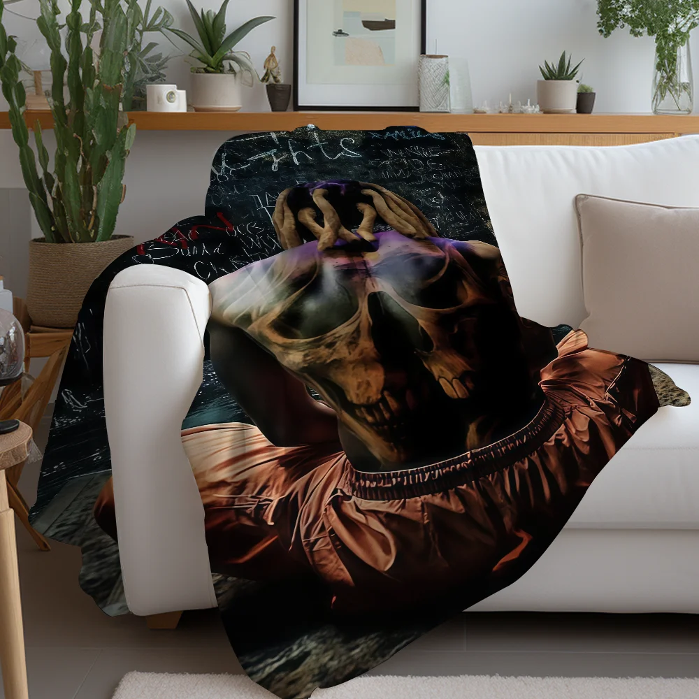 مغني الراب L-lil Durk بطانية دافئة وناعمة مناسبة لغرفة النوم وغرفة المعيشة وأريكة السرير والمكتب والسفر والتخييم