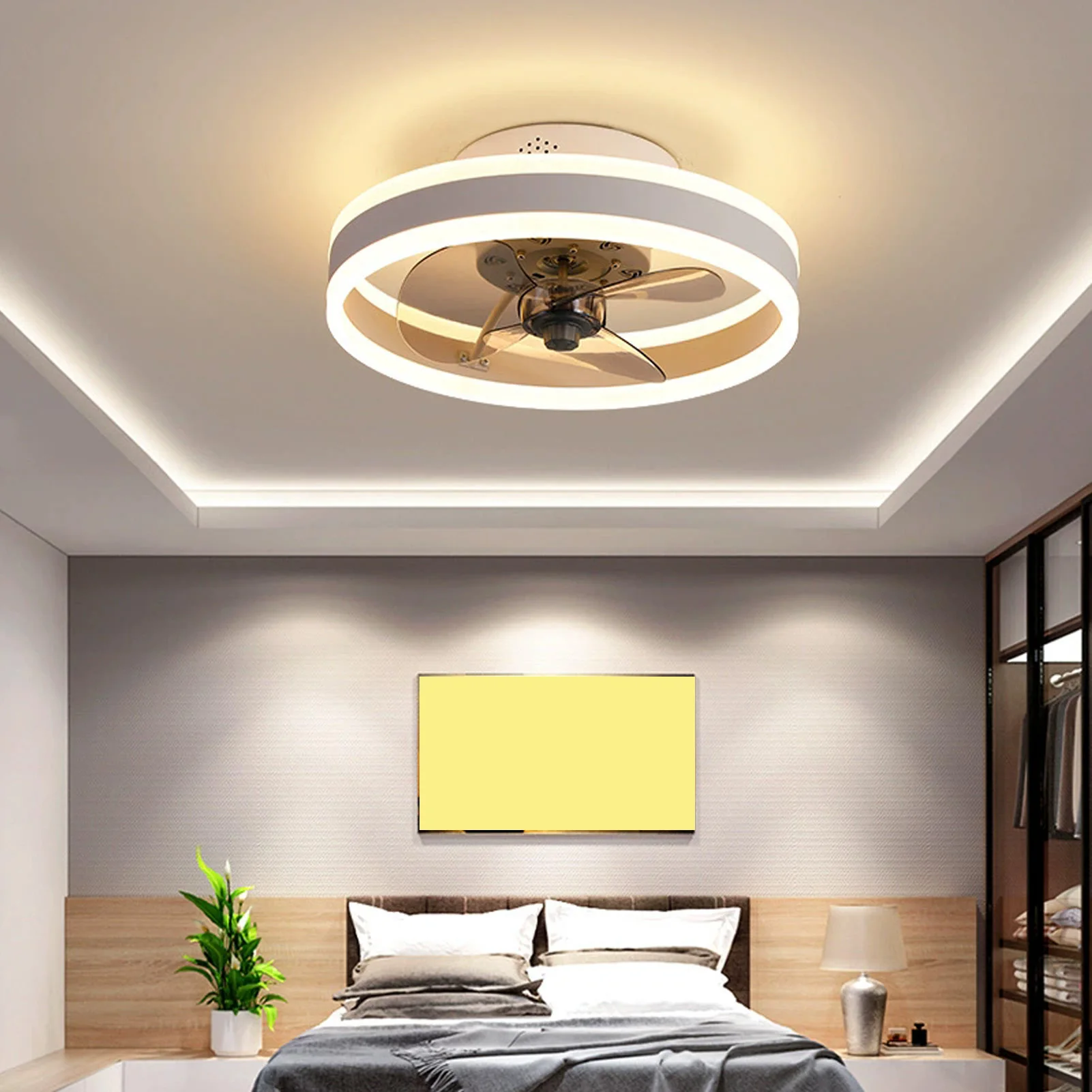 

Ceiling Fan with Light Remote Control Modern LED Fan Lamp Stepless Dimming 6 Wind Speeds Timed Function Remote Control Fan Light