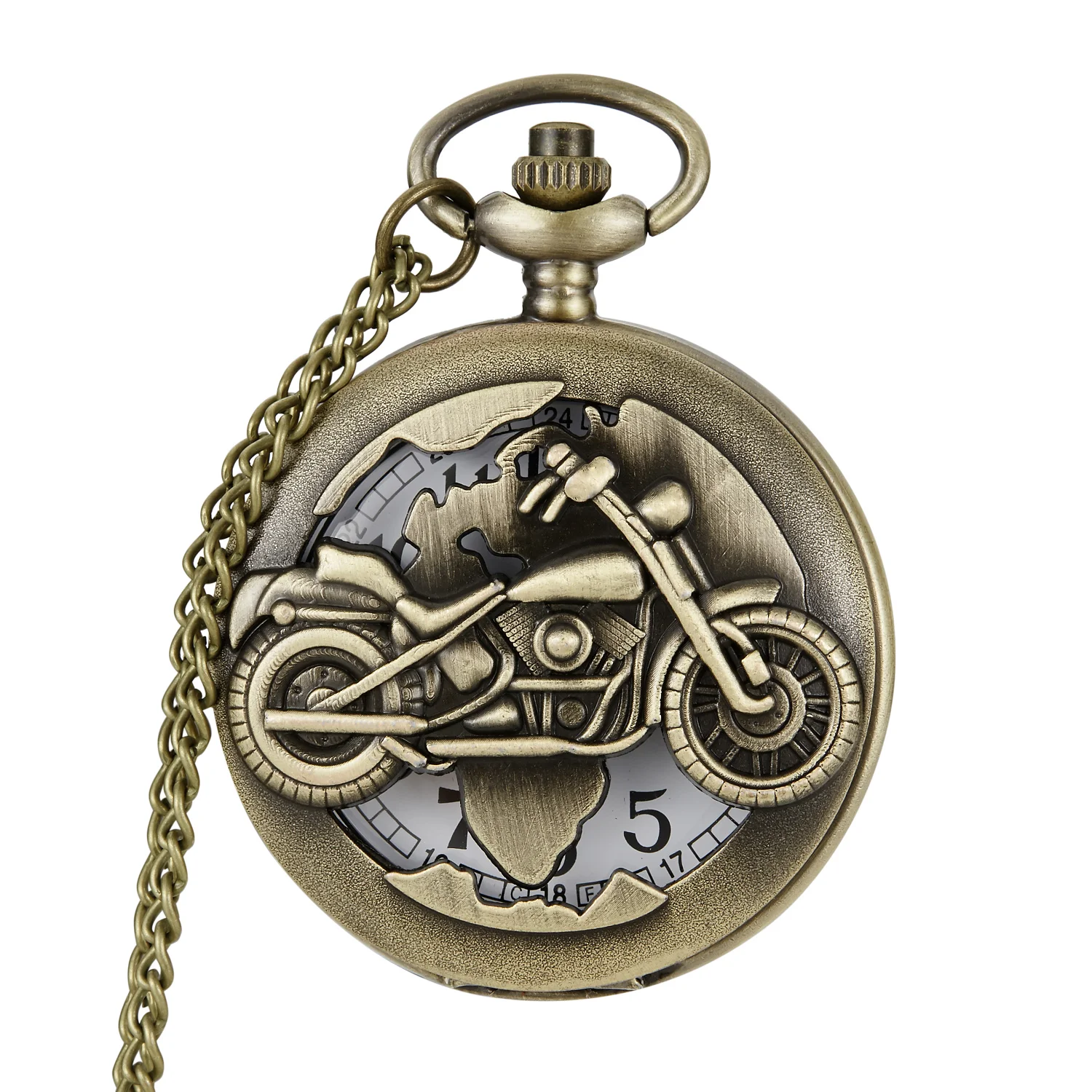 Vintage Hollow Punk Bronze Motocicleta Quartz Pocket Relógios Fob Pendant Pocket Clock Presentes Homens Mulheres Retro Acessório Assista 2023