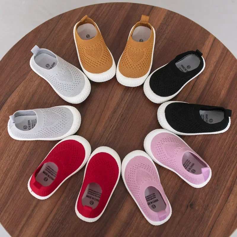 Autumn Children Casual Shoes Kids Sneakers Candy  Soft Stretch Fabric Breathable Slip-on Sports Shoes for Boys Girls Fashion Hot