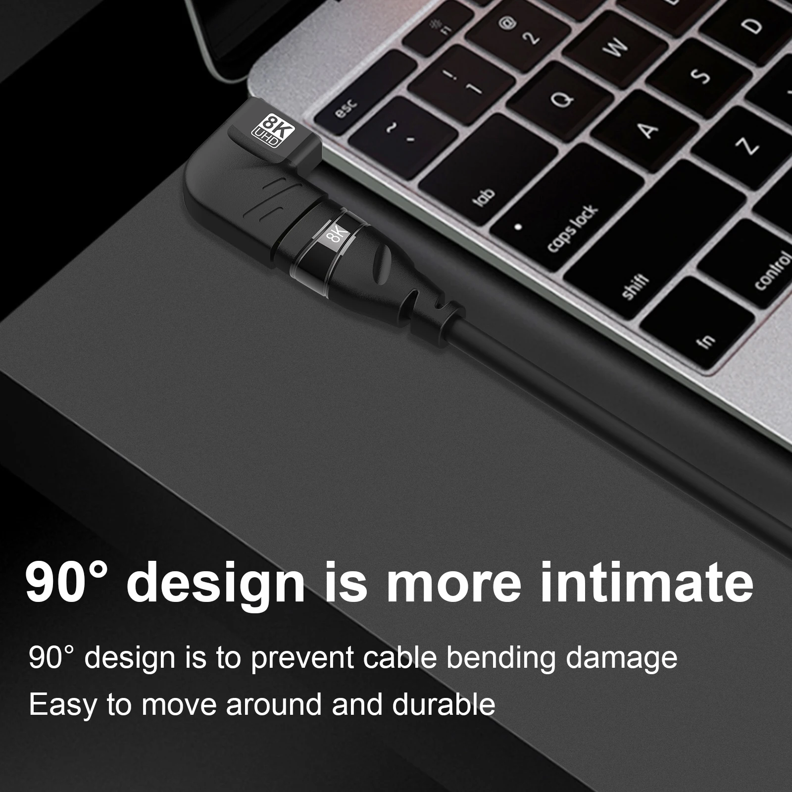 Adaptador hdmi2.1 macho a hembra 8K 60Hz 4K 120Hz convertidor de curva lateral de 90/270 grados 48Gbps para proyector de Monitor de escritorio portátil