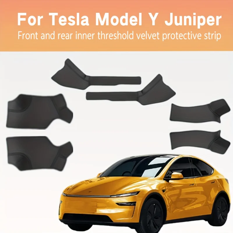 

For Tesla Model Y New Version 6-Piece Protective Set Threshold Protection Pad + Interior Corner Protector (Covers Front Door/Rear Door/B-Pillar) Anti-Dirt and Anti-Scratch Special Accessories