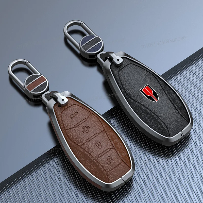 

For Hongqi H5 HS5 H6 H9 HQ9 HS3 Metal leather full package keycase personalized keychain protective case