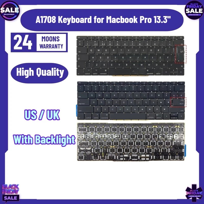 

A1708 KeyboardWith Backlight for Macbook Pro 13.3" Retina US UK English Backlight