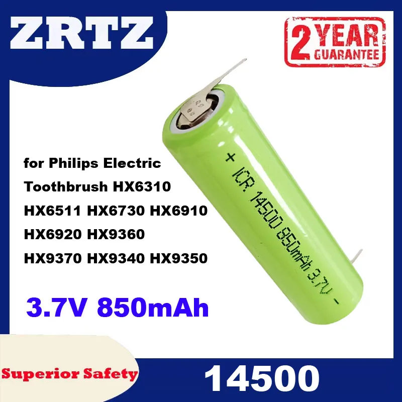 ZRTZ 14500 3.7V 850mAh Battery for Philips Toothbrush