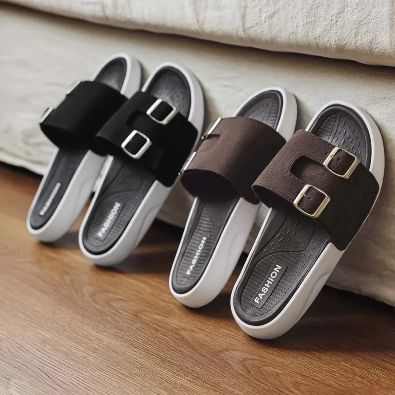 No Complex Collocation Lazy Style Men Summer Slide Slippers Anti Slip Quick Match Design for Busy Daily Casual Home and Outdoor