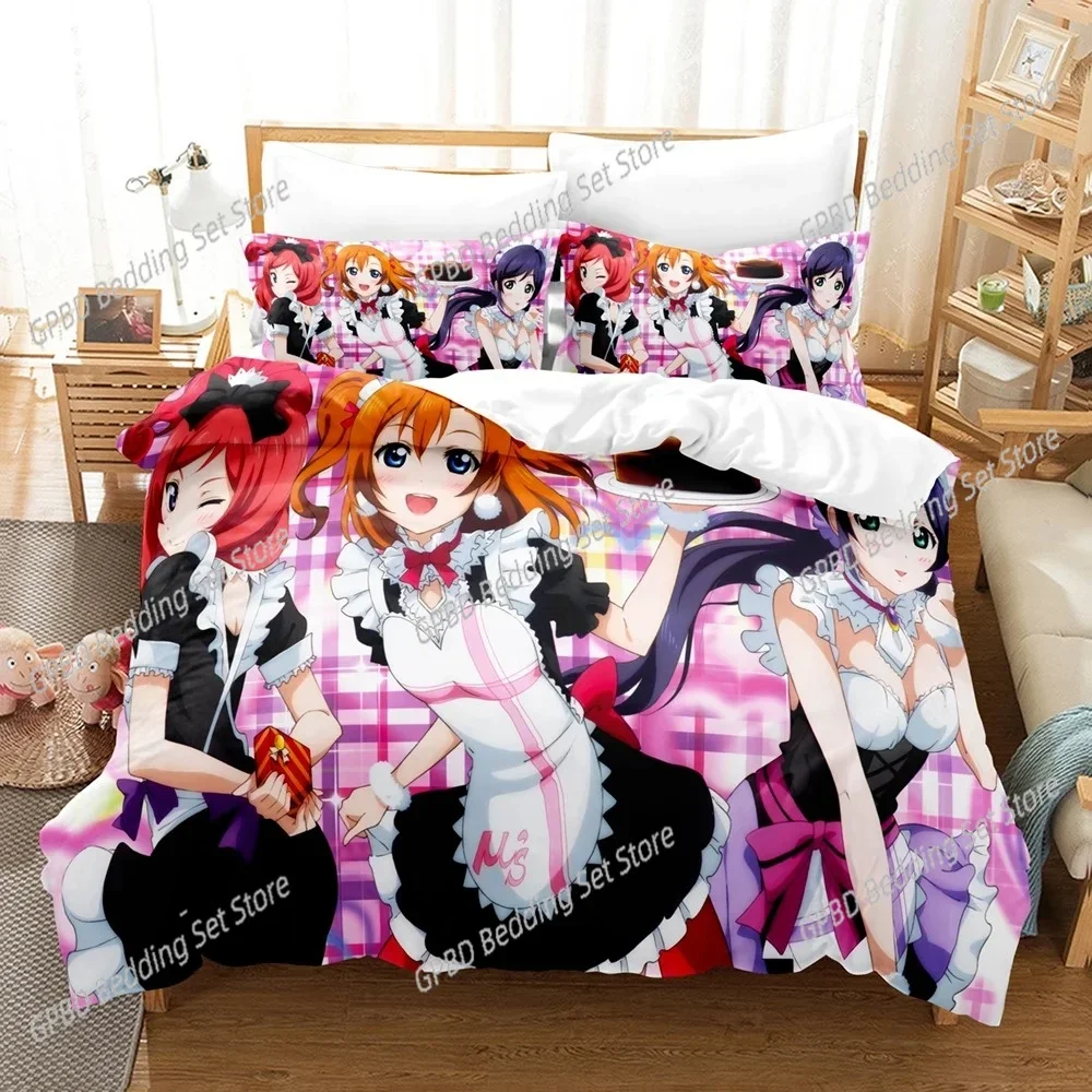 3D Cartoons LoveLive! School idol project Comfortable Duvet Quilt Cover Pillowcase Bedding Set Bedroom Decoration Home Textile