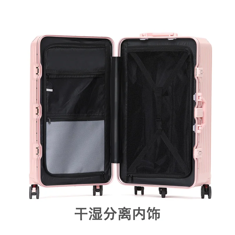 Upgraded Sports Aluminum Frame Luggage Pc Frosted Wear Resistant Surface Folding Cup Holder Buffer Universal Wheel Usb Suitcase