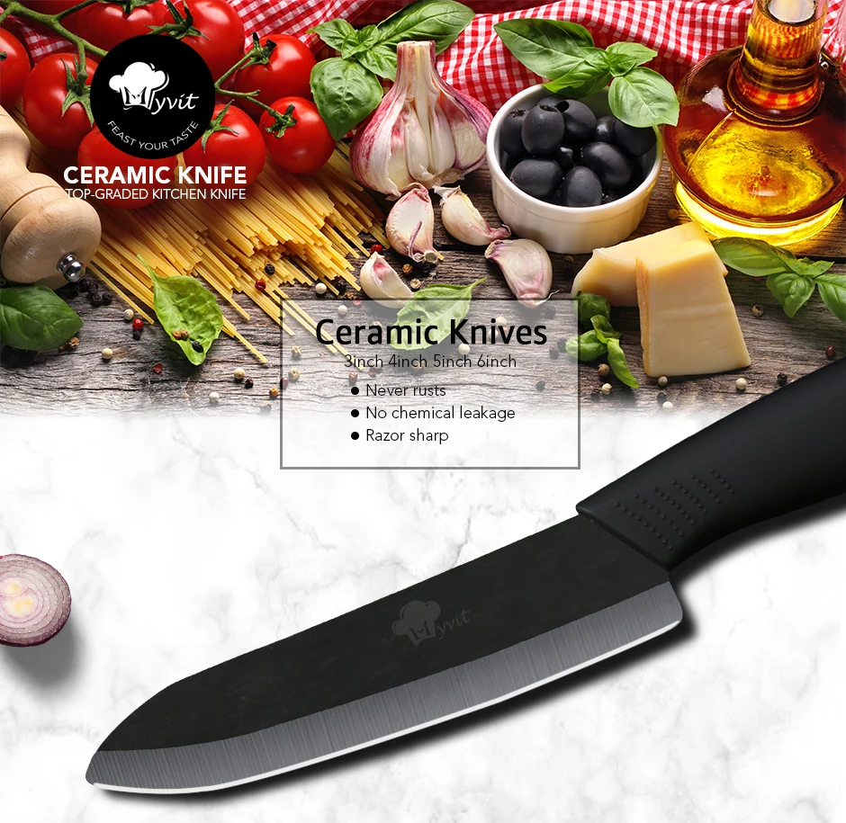 Ceramic Knives 3 4 5 6 inch Fruit Slicing Utility Chef Knife Rust Proof Black Zirconia Blade Sharp Kitchen Knife with Sheath