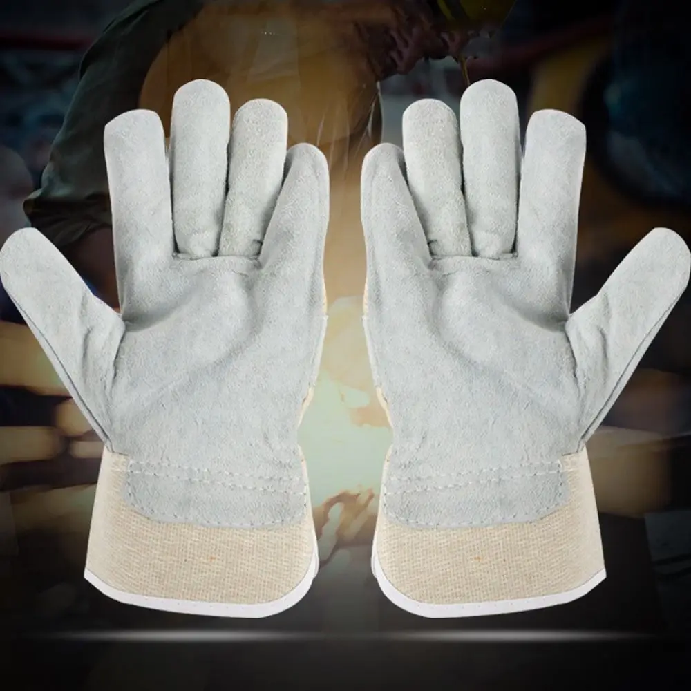 

1 Pair Abrasion Resistant Leather Welding Gloves Labor Protection Heat Resistant Cowhide Work Gloves Puncture Resistant
