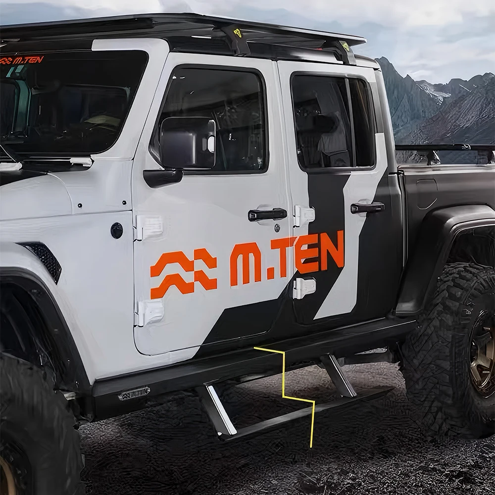3mm SPCC Steel Power Step / Rock Slider with LED & Auto Retractable for Wrangler JK 07-17,Electric Running Board, JL1353