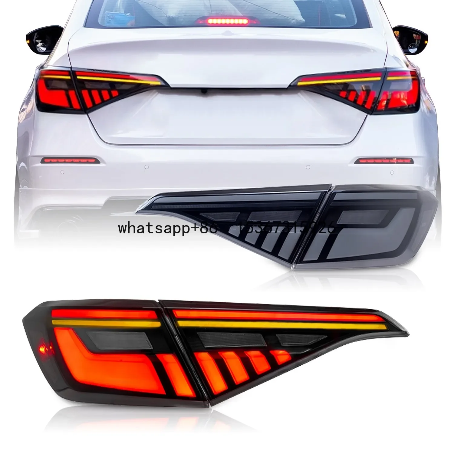 MRD LED Tail Light Fit for 11th Gen Honda Civic Sedan 2021 2022 2023 Led Rear Lamp Start Up Animation Led Tail Assembly