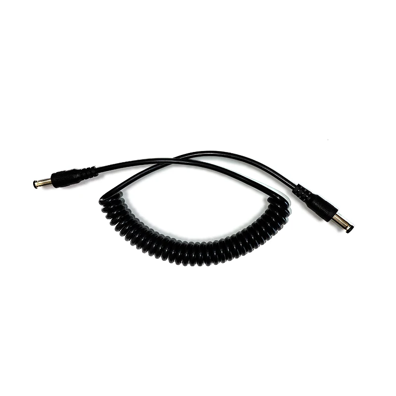 5.5*2.1mm DC Male to Male Coiled Power Cord 1.3m Spring DC Jack Plug Cable for CCTV Camera Router LED Light
