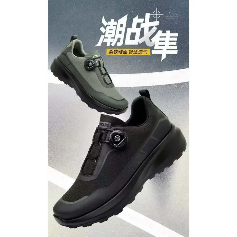 Casual Walking Outdoor Wear-resistant Running Sports Shoes Plus Original New Men Rotating-button Driving Sneakers Platform