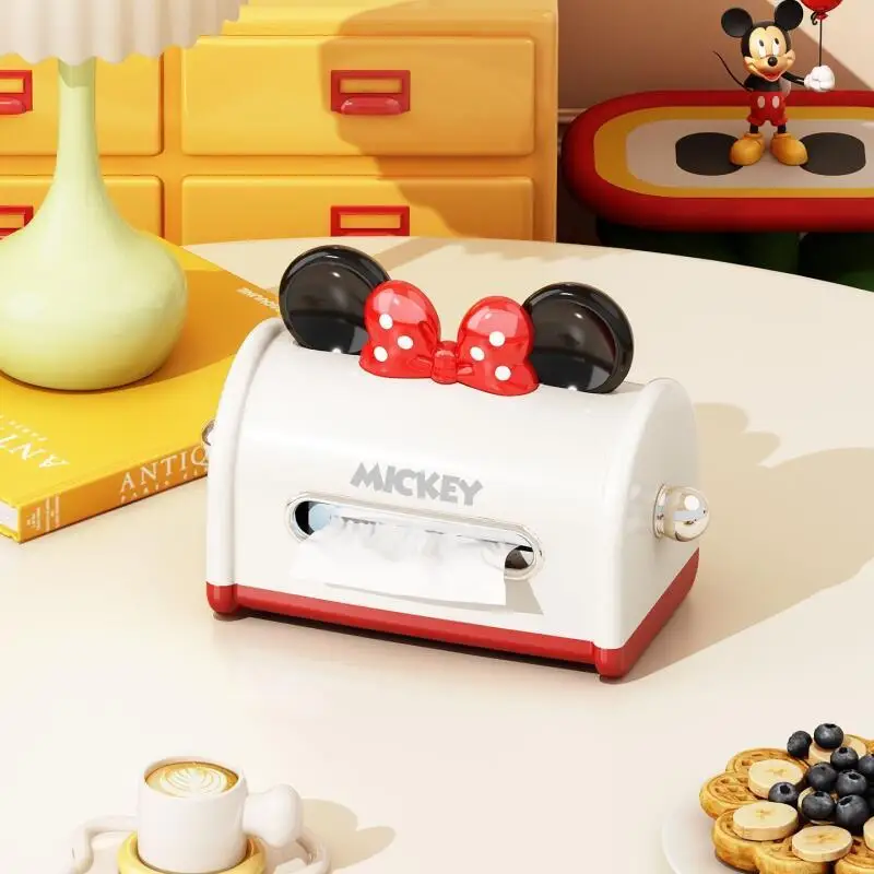Disney Household Tissue Box Mickey and Minnie Desktop Household Cartoon Cute Napkin Storage Box Living Room Creative Paper Box view 6