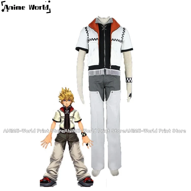 

《Custom Size》Anime Kingdom Hearts II Cosplay Costume Roxas Outfit 1st Version Set Halloween Costumes