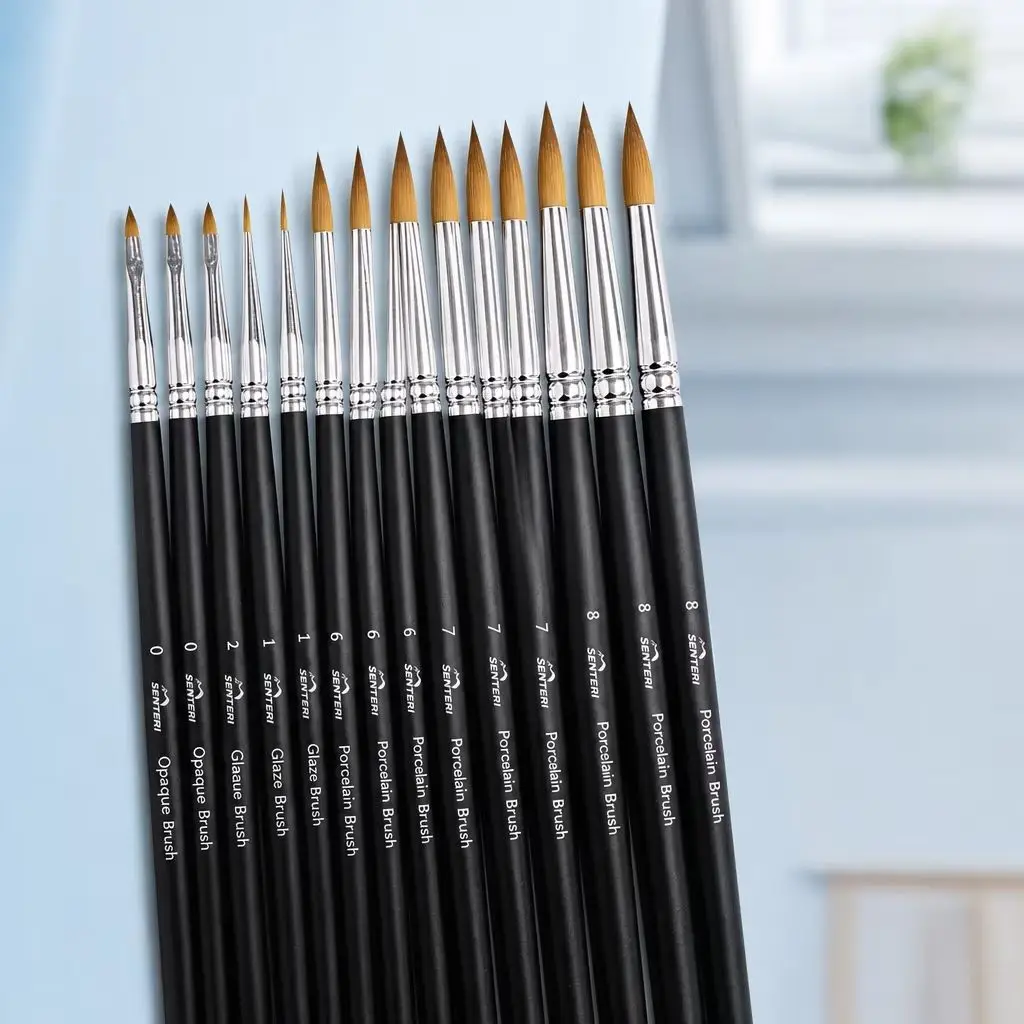 5Pcs Dental Porcelain Brush Pen Kit #0 #6 #8,Opaque Glaze Ceramic Brushes Lab Layering Restoration, Fine Tip Shade Painting Pens