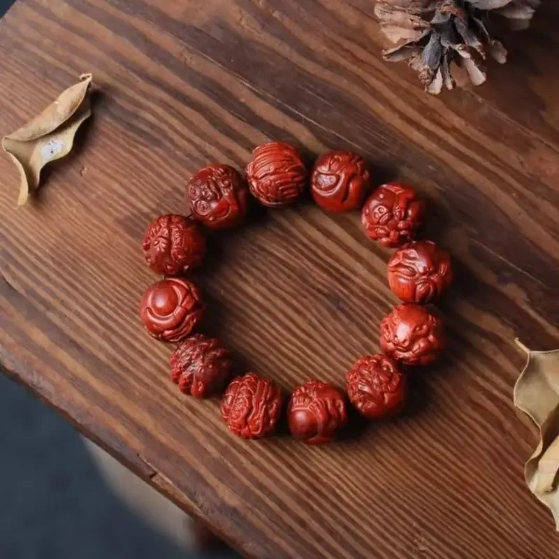 Venus Lobular Red Sandalwood Beads Pulseira, Material Antigo, Meditação Budista, Acessórios de Yoga, Completo de 108, 20mm