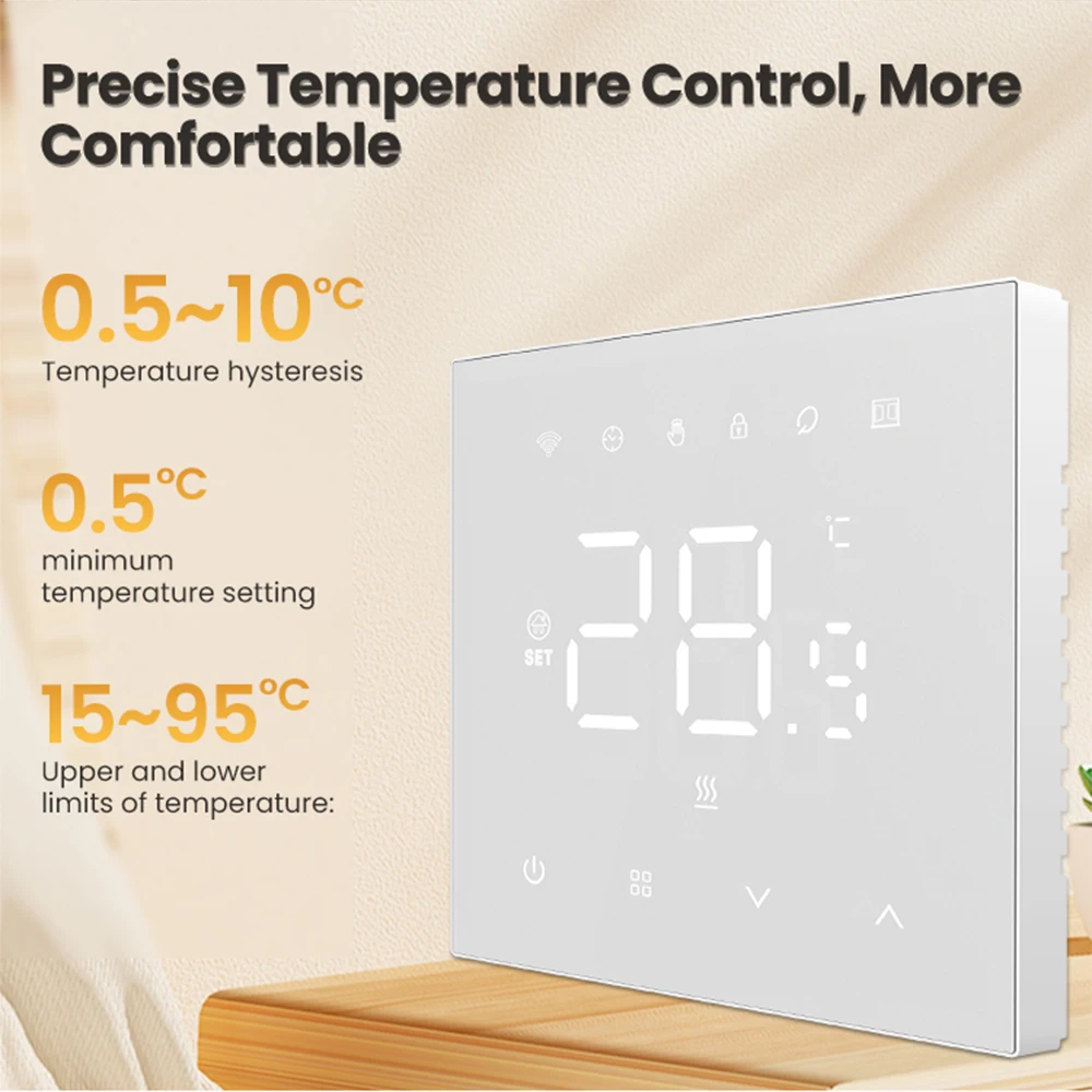 AVATTO Tuya WiFi Smart Thermostat,Electric Heating/Water Heating/Water Gas Boiler,Work with Alexa Google Home