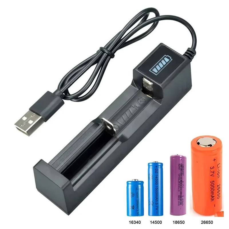 USB Smart LED Lithium Batterie Ladegerät Universal 3,7-4,2 V Single Slot Ladegerät Für 26650/18650/14500/16340 Lithium Ni-MH Batterie