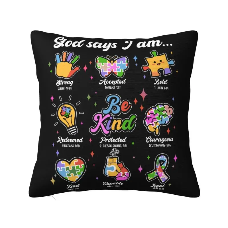 Autism Awareness God Joke Sarcastic Quote Cushion Cover Velvet Throw Pillow Case Sofa Chair Square Pillowcase Bedroom Decoration