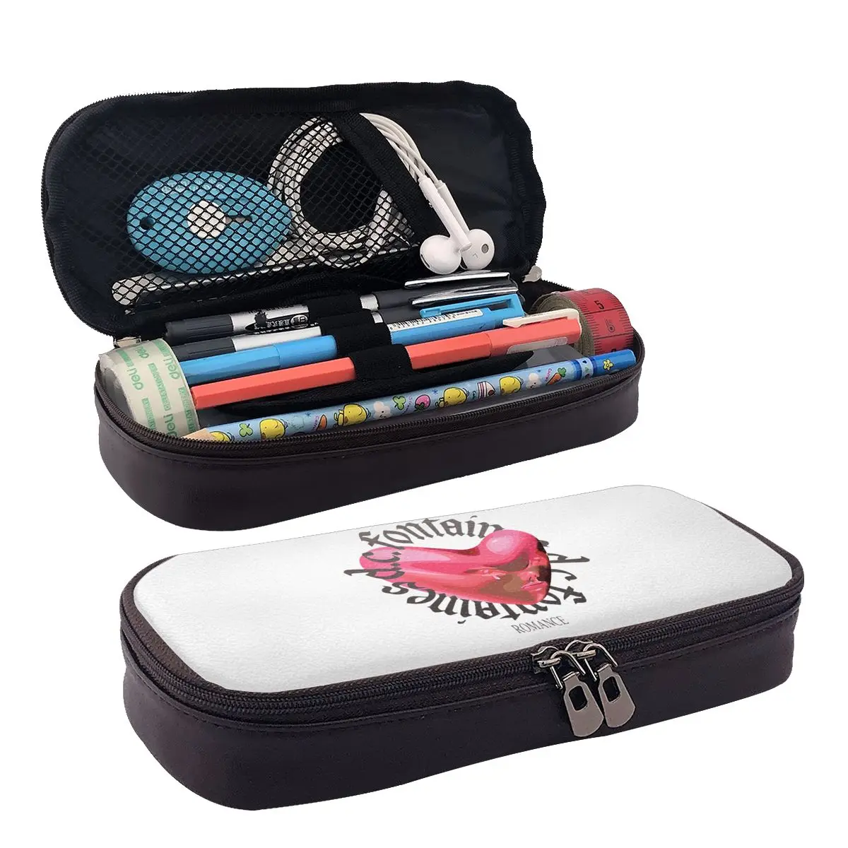 Fontaines DC Romance Leather Pencil Case for Studen School Pen Box Pencil Bag Stationery Supplies Pen Holder Bag