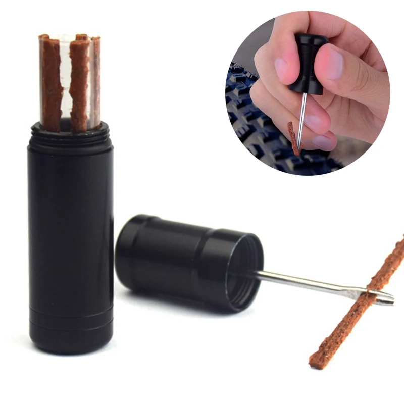 Bicycle Tire Repair Tool Tubeless Tyre Drill Puncture with Rubber Stripe Kits for Road Bike Urgent Glue Free Repair Tools