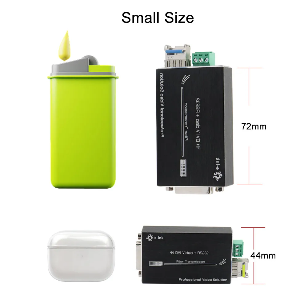 4K 60HZ DVI Fiber Converter with RS232 LC Connector 5V DC Power Input mini dvi fiber transmitter receiver